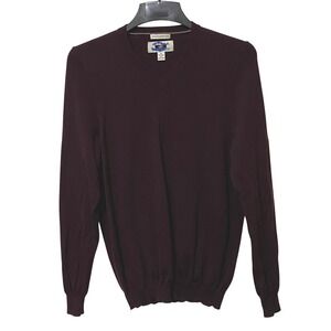 Extra Fine Merino Wool V-Neck Mens Sweater M Purple Dark Academia Preppy Casual